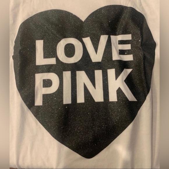 VS PINK ORIGINALS SHINE SHORT SLEEVE PERFECT TEE SHIRT HEART LARGE NWT - Picture 4 of 6
